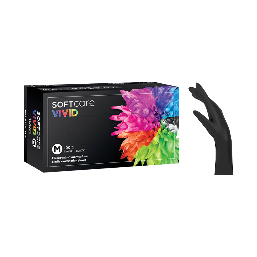 Soft Care Vivid Γάντια Νιτριλίου - Μαύρο (100τεμ)